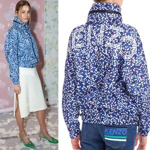 Kenzo Paris Hooded Ditsy Floral Windbreaker Full Zip Jacket Logo